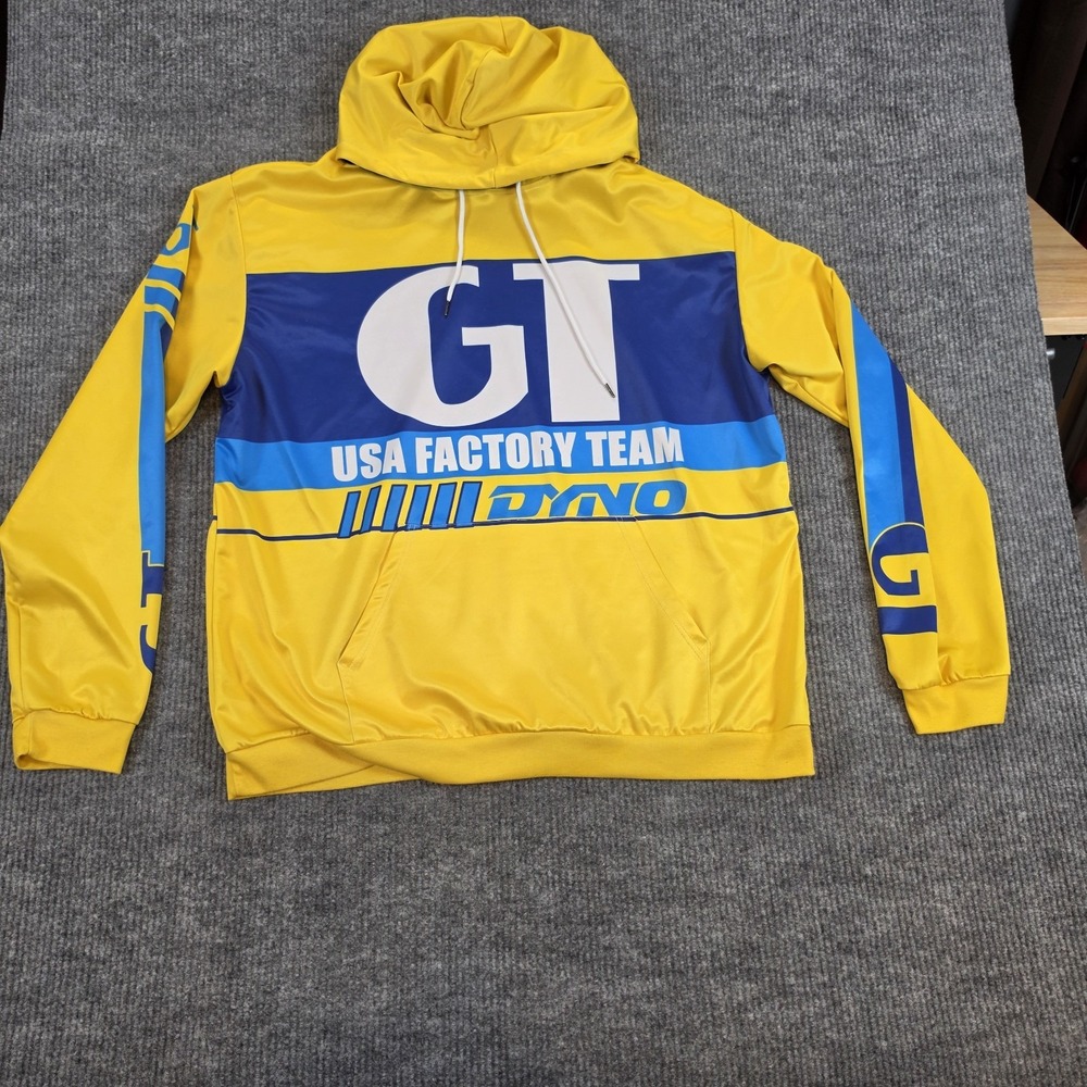 GT Dyno BMX Racing Hoodie Jersey USA Factory Team Yellow Blue Men Size 3XL...